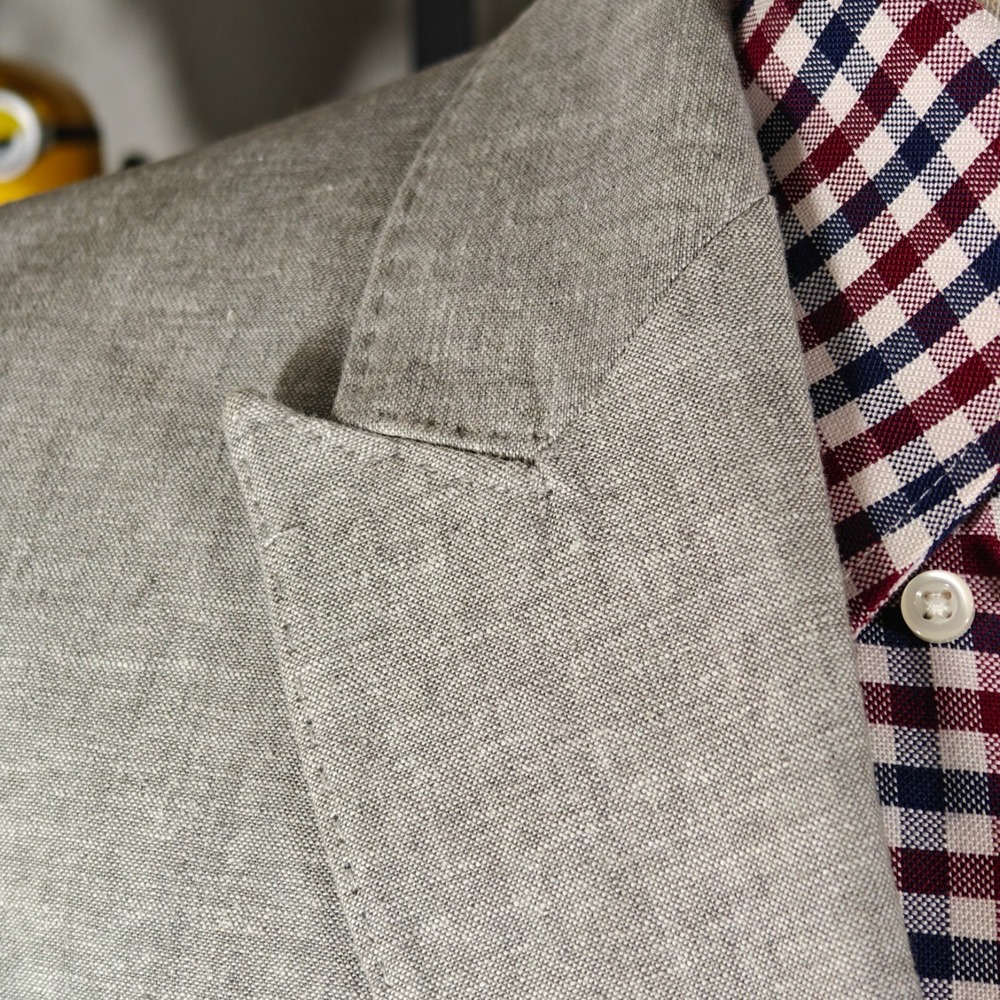 Joseph Abboud Men's Double Breast Sport Coat Gray Linen Cotton Blend Slim 42R - Picture 8 of 16
